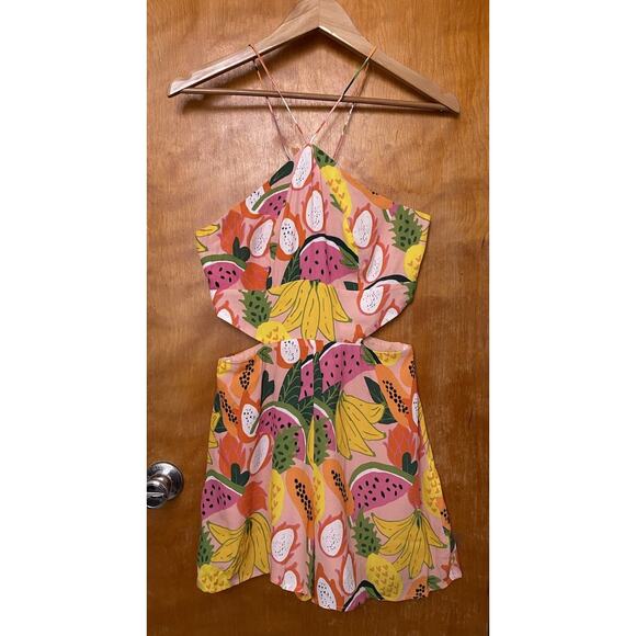 Anthropologie Hutch Jeslyn Fruit Print Romper Cutouts Tropical Scandi Euro Sz 2 - Picture 3 of 6